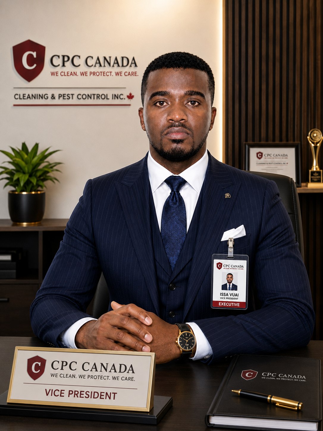 Issa Vuai in a CPC Canada executive office setting